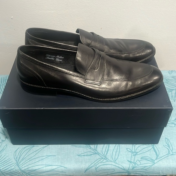 Joseph Abboud Black Leather Penny Loafers - Picture 2 of 8